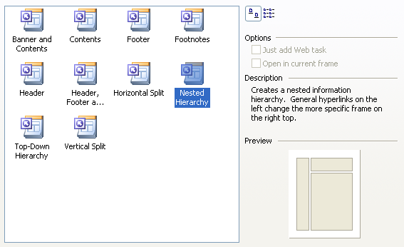 Front Page Template Dialog